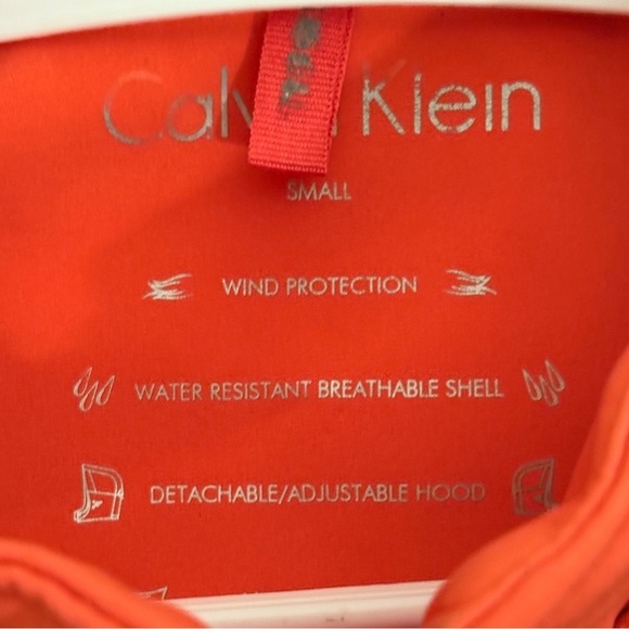 Calvin Klein Orange-Red Hooded Neoprene Fleece Lined Jacket - Picture 4 of 16